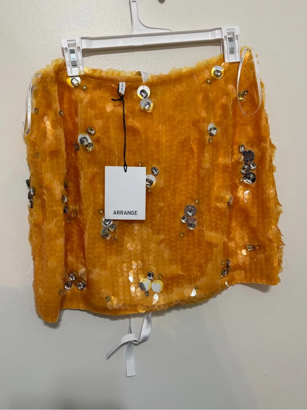 Gold Sequin Mini Skirt with Embellished Accents